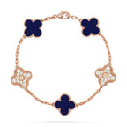 [Plus&Max]LUCKY CLOVER 5-MOTIF BRACELET - LAPIS LAZULI COLLECTION