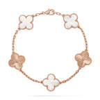 [Plus&Max]LUCKY CLOVER 5-MOTIF BRACELET - WHITE MOTHER-OF-PEARL COLLECTION
