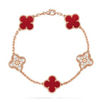 [Plus&Max]LUCKY CLOVER 5-MOTIF BRACELET - RED CARNELIAN COLLECTION