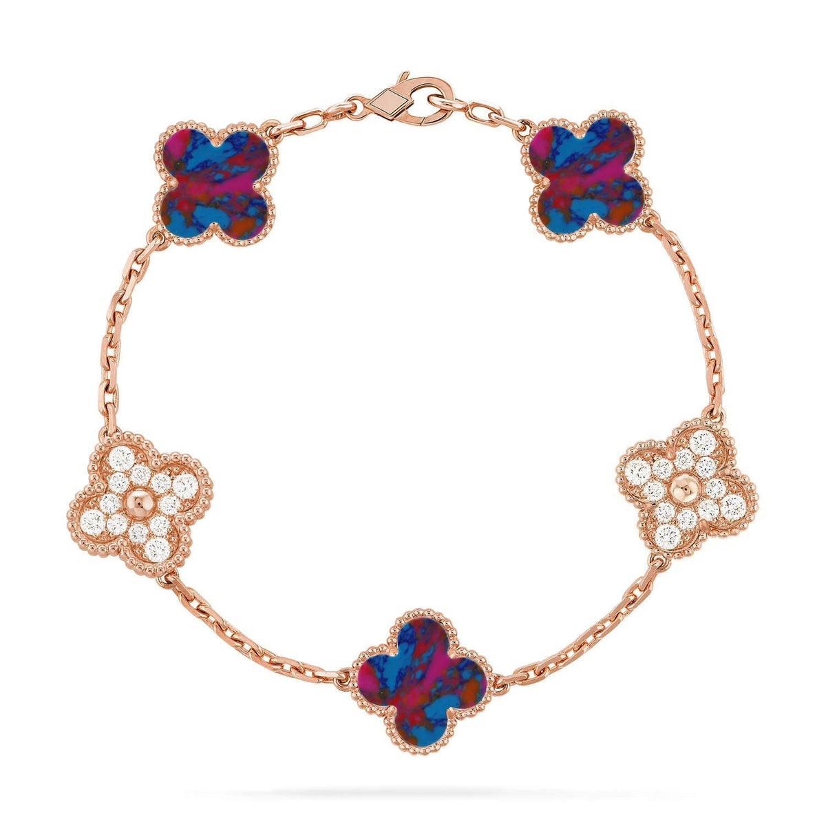 [Plus&Max]LUCKY CLOVER 5-MOTIF BRACELET - MULTI-GEM COLLECTION