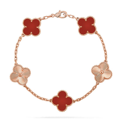 [Max Jewelry ] CLOVER 5 MOTIF RED CORNELIAN BRACELET COLLECTION