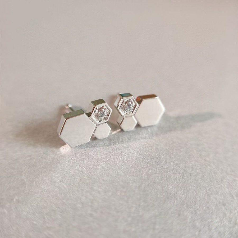 [Max Jewelry ]BEE LOVE SILVER DIAMOND EARRINGS