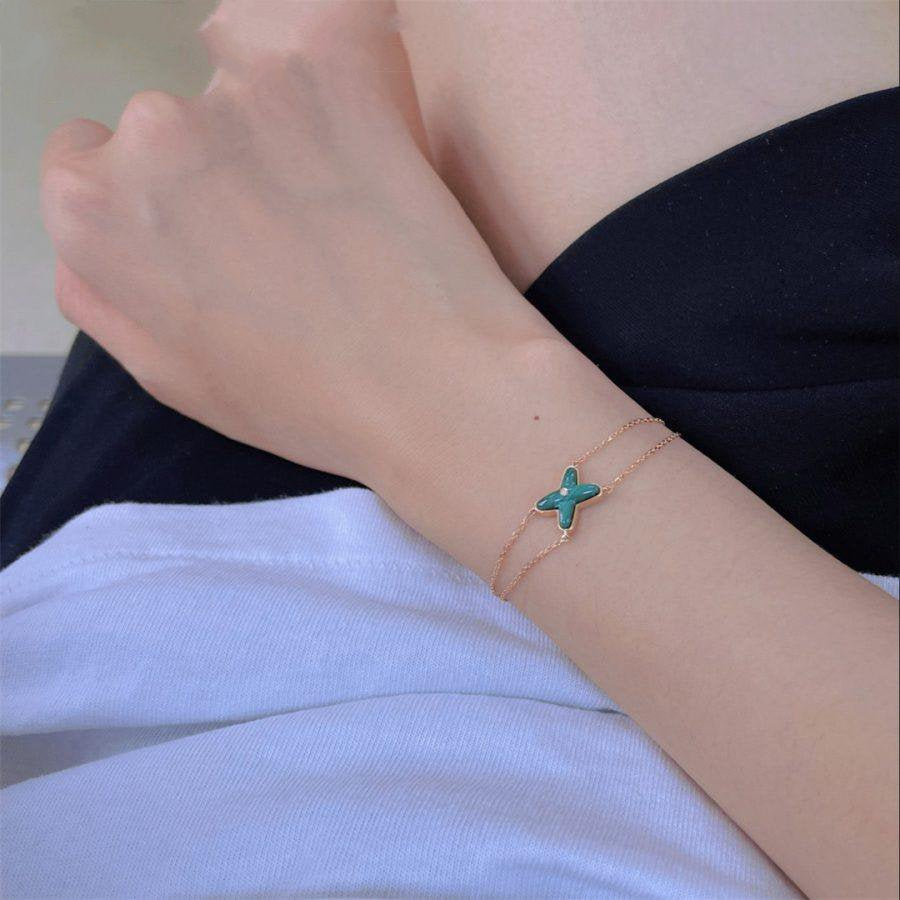 [Max Jewelry ]JEUX BRACELET MALACHITE PINK GOLD 1 DIAMOND