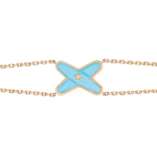 [Max Jewelry ]JEUX BRACELET TURQUOISE PINK GOLD 1 DIAMOND