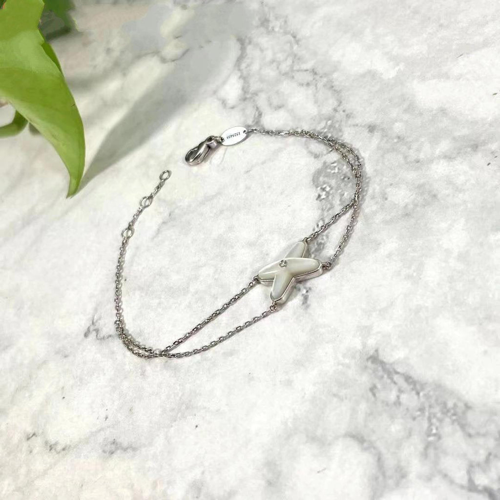[Plus&Max]JEUX BRACELET WHITE MOP SILVER 1 DIAMOND