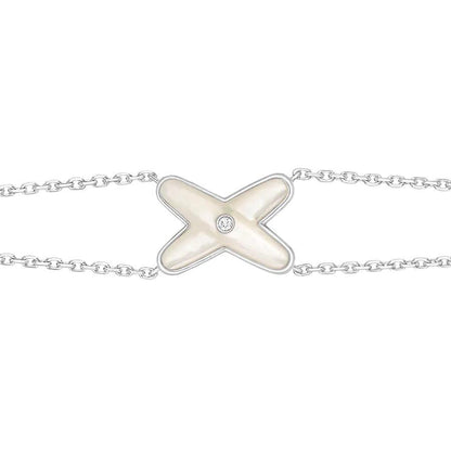 [Max Jewelry ]JEUX BRACELET WHITE MOP SILVER 1 DIAMOND