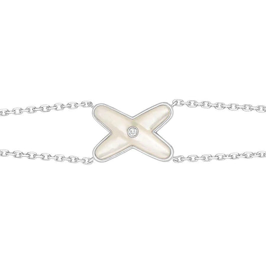 [Max Jewelry ]JEUX BRACELET WHITE MOP SILVER 1 DIAMOND