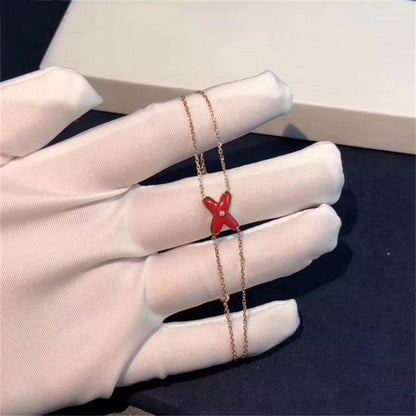 [Max Jewelry ]JEUX BRACELET CARNELIAN PINK GOLD 1 DIAMOND