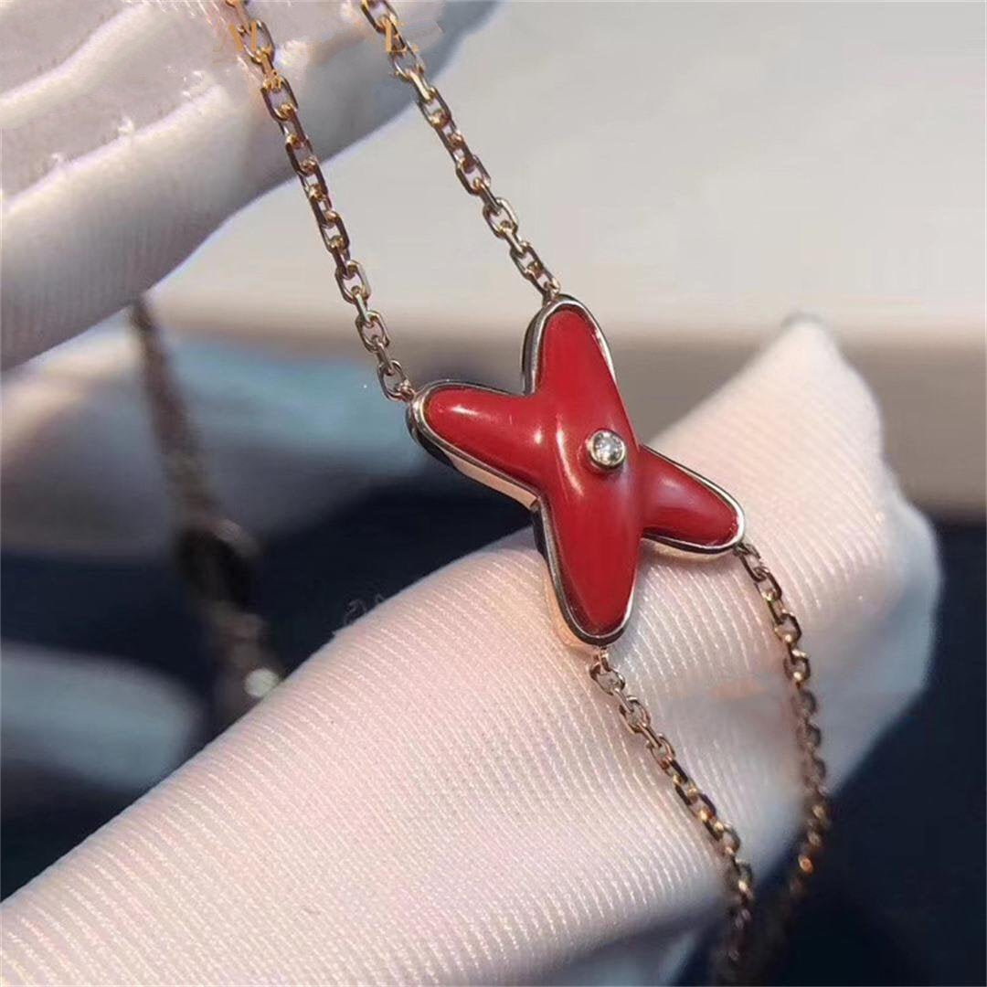 [Max Jewelry ]JEUX BRACELET CARNELIAN PINK GOLD 1 DIAMOND