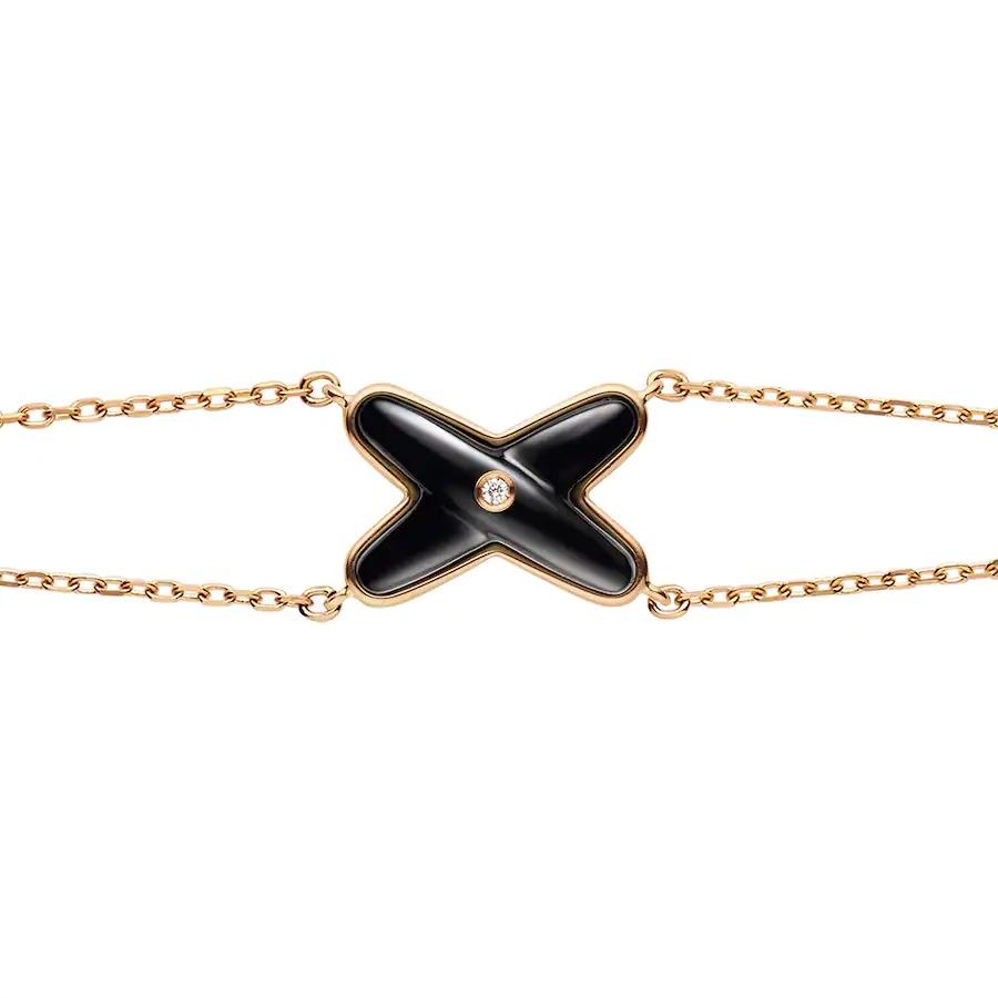[Max Jewelry ]JEUX BRACELET ONYX PINK GOLD 1 DIAMOND