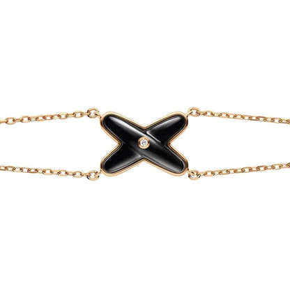 [Max Jewelry ]JEUX BRACELET ONYX PINK GOLD 1 DIAMOND