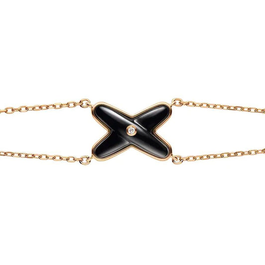 [Max Jewelry ]JEUX BRACELET ONYX PINK GOLD 1 DIAMOND