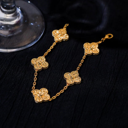 [Plus&Max]LUCKY CLOVER 5-MOTIF BRACELET - BRONZING