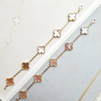 [Plus&Max]LUCKY CLOVER 5-MOTIF BRACELET - PINK MOTHER-OF-PEARL COLLECTION