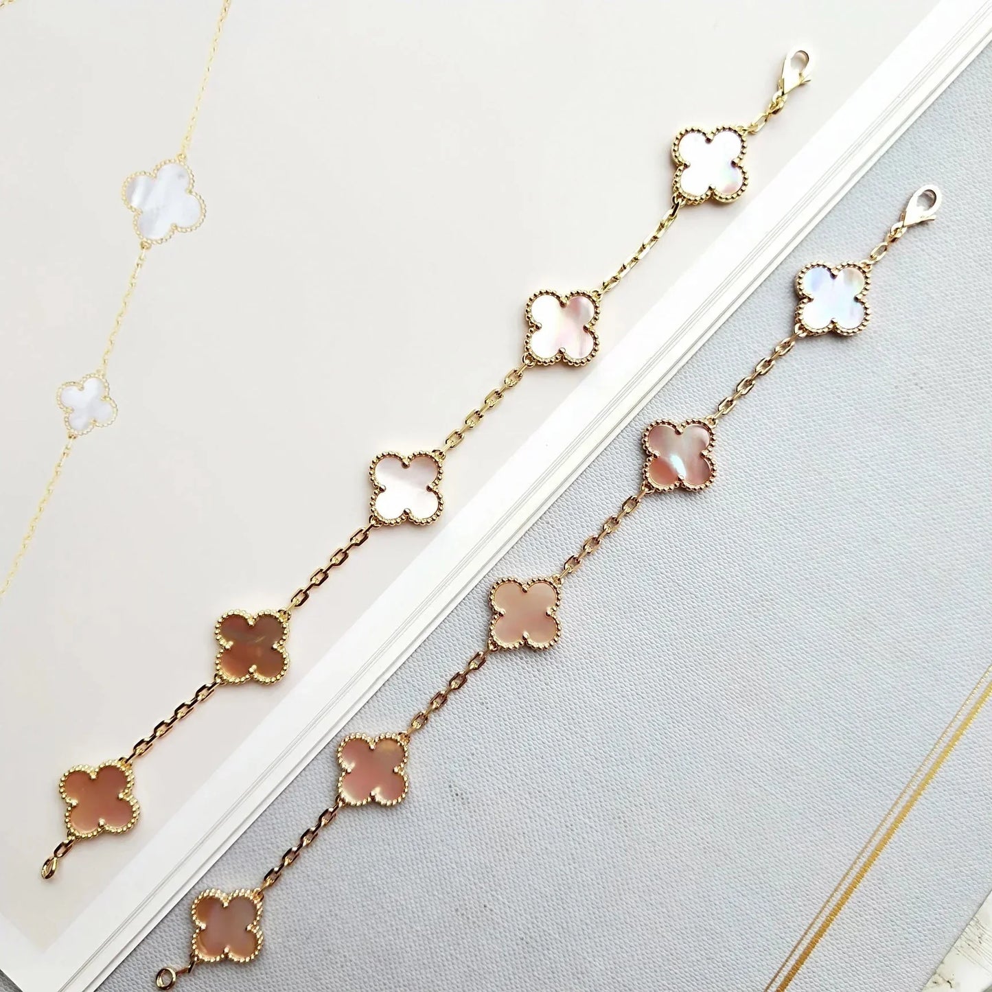 [Max Jewelry ] CLOVER 5 MOTIFS  PINK MOP BRACELET COLLECTION