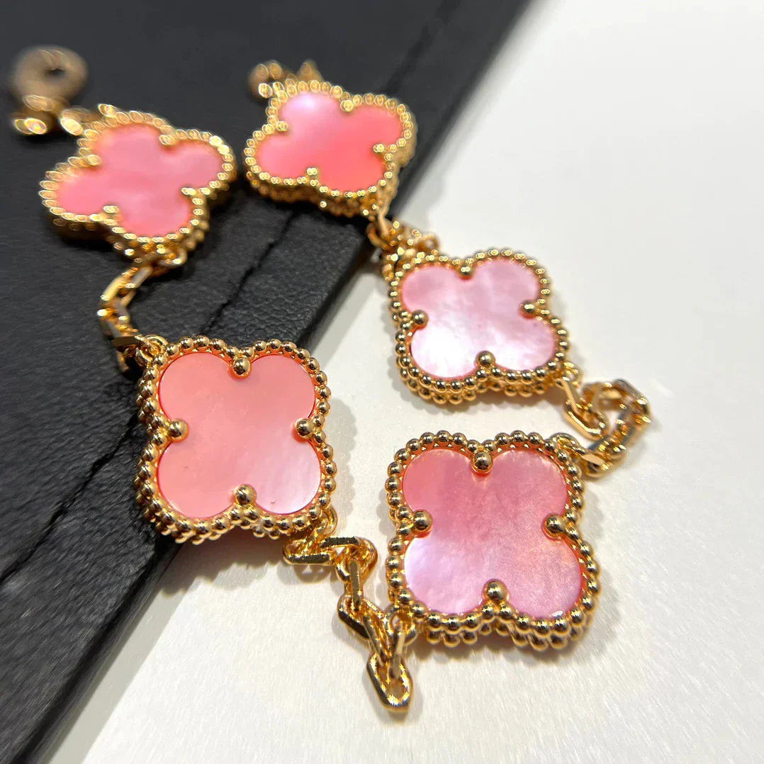 [Max Jewelry ] CLOVER 5 MOTIFS  PINK MOP BRACELET COLLECTION
