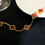 [Plus&Max]LUCKY CLOVER 5-MOTIF BRACELET - RED CARNELIAN COLLECTION