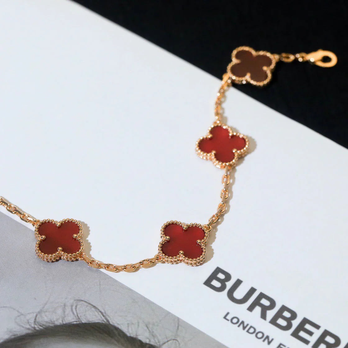 [Max Jewelry ] CLOVER 5 MOTIF RED CORNELIAN BRACELET COLLECTION