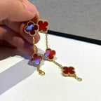 [Plus&Max]LUCKY CLOVER 5-MOTIF BRACELET - RED CARNELIAN COLLECTION