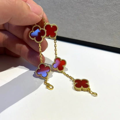 [Max Jewelry ] CLOVER 5 MOTIF RED CORNELIAN BRACELET COLLECTION