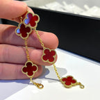 [Plus&Max]LUCKY CLOVER 5-MOTIF BRACELET - RED CARNELIAN COLLECTION