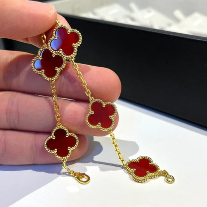 [Max Jewelry ] CLOVER 5 MOTIF RED CORNELIAN BRACELET COLLECTION