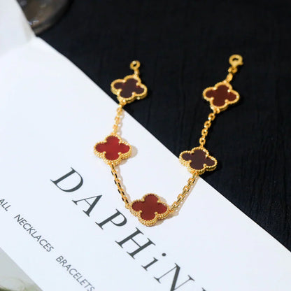 [Max Jewelry ] CLOVER 5 MOTIF RED CORNELIAN BRACELET COLLECTION