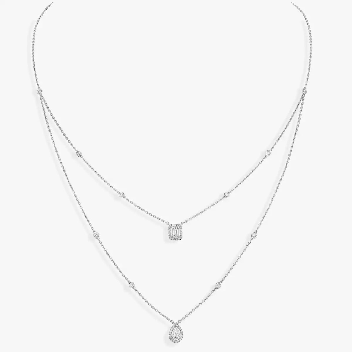 [Max Jewelry]Diamond Necklace My Twin 2 Rows