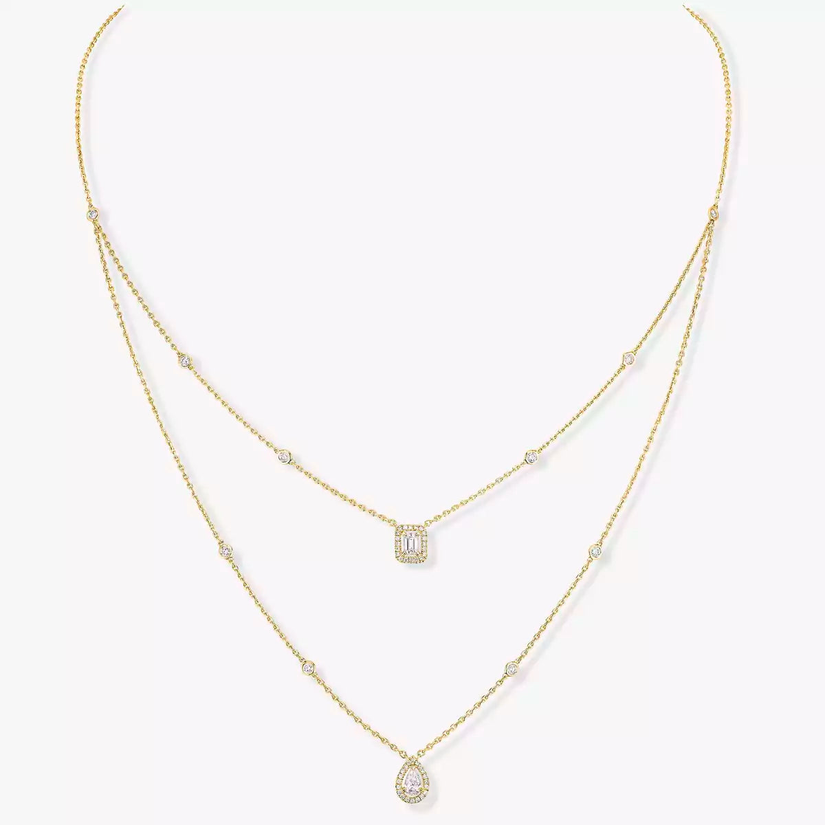 [Max Jewelry]Diamond Necklace My Twin 2 Rows