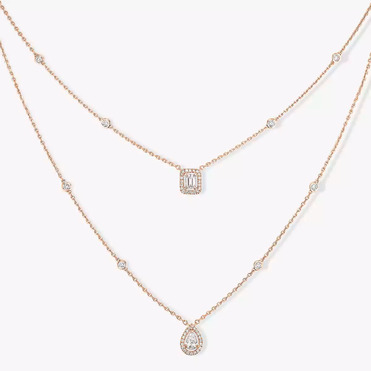 [Max Jewelry]Diamond Necklace My Twin 2 Rows