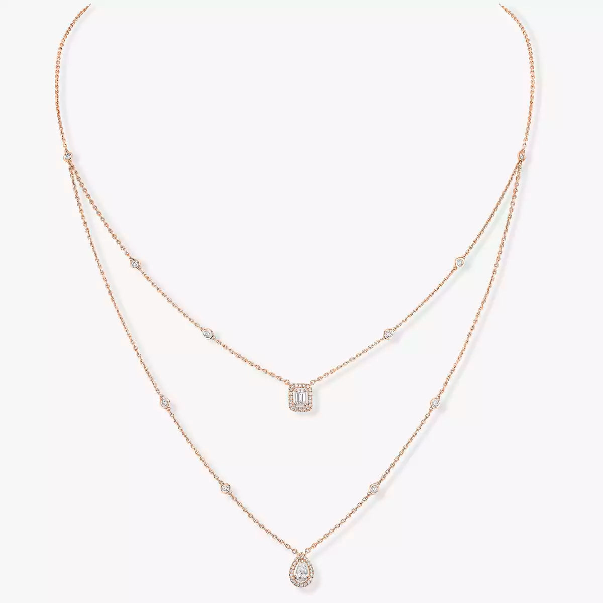 [Max Jewelry]Diamond Necklace My Twin 2 Rows