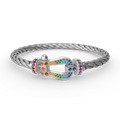 [Plus&Max]FORC LARGE HORSESHOE  COLORED DIAMOND BRACELET SILVER