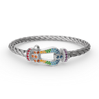 [Plus&Max]FORC LARGE HORSESHOE  COLORED DIAMOND BRACELET SILVER