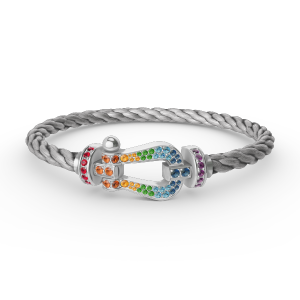 [Max Jewelry ]FORC LARGE HORSESHOE  COLORED DIAMOND BRACELET SILVER
