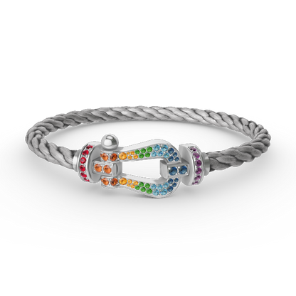 [Max Jewelry ]FORC LARGE HORSESHOE  COLORED DIAMOND BRACELET SILVER