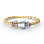 [Plus&Max]FORC LARGE HORSESHOE  COLORED DIAMOND BRACELET SILVER