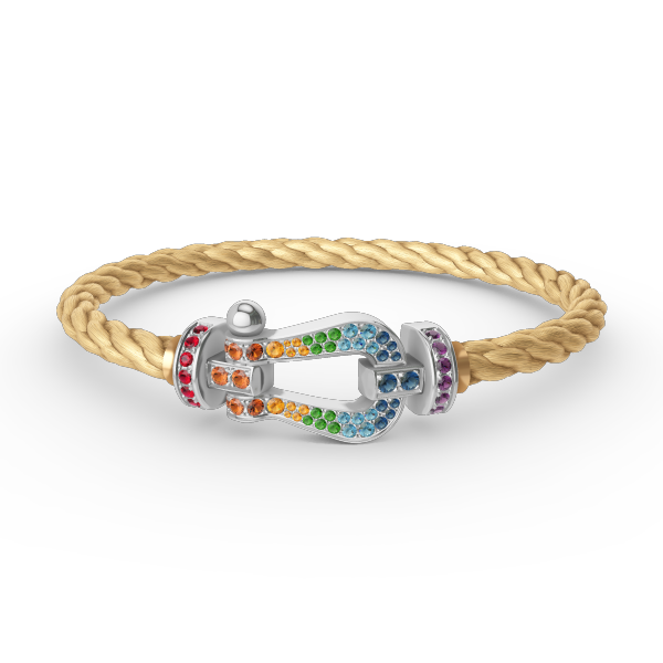 [Max Jewelry ]FORC LARGE HORSESHOE  COLORED DIAMOND BRACELET SILVER