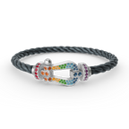 [Plus&Max]FORC LARGE HORSESHOE  COLORED DIAMOND BRACELET SILVER