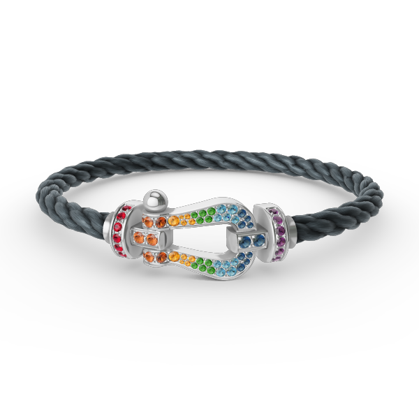 [Max Jewelry ]FORC LARGE HORSESHOE  COLORED DIAMOND BRACELET SILVER
