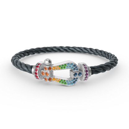 [Max Jewelry ]FORC LARGE HORSESHOE  COLORED DIAMOND BRACELET SILVER