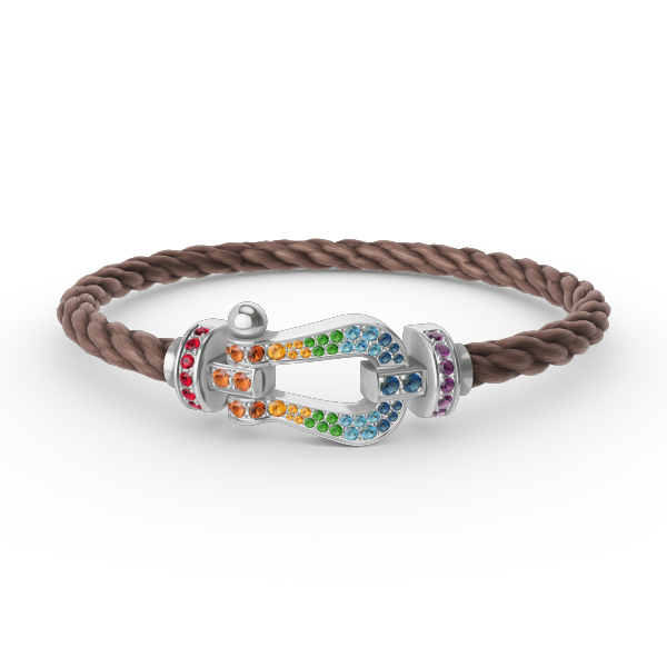 [Max Jewelry ]FORC LARGE HORSESHOE  COLORED DIAMOND BRACELET SILVER