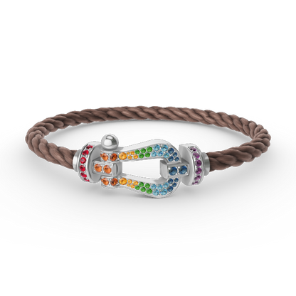 [Max Jewelry ]FORC LARGE HORSESHOE  COLORED DIAMOND BRACELET SILVER