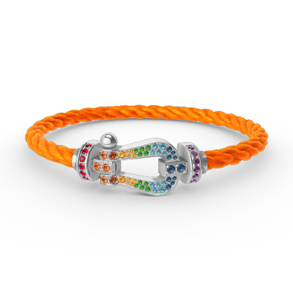 [Max Jewelry ]FORC LARGE HORSESHOE  COLORED DIAMOND BRACELET SILVER