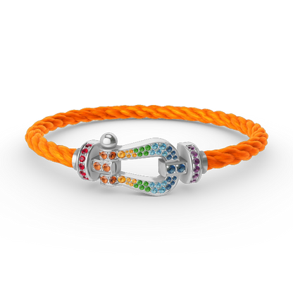[Max Jewelry ]FORC LARGE HORSESHOE  COLORED DIAMOND BRACELET SILVER