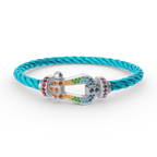 [Plus&Max]FORC LARGE HORSESHOE  COLORED DIAMOND BRACELET SILVER