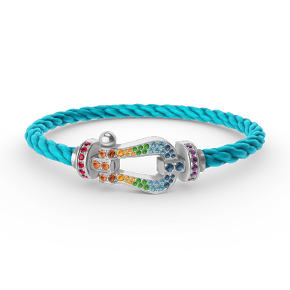 [Max Jewelry ]FORC LARGE HORSESHOE  COLORED DIAMOND BRACELET SILVER