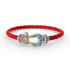 [Plus&Max]FORC LARGE HORSESHOE  COLORED DIAMOND BRACELET SILVER