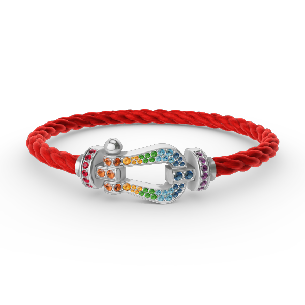 [Max Jewelry ]FORC LARGE HORSESHOE  COLORED DIAMOND BRACELET SILVER