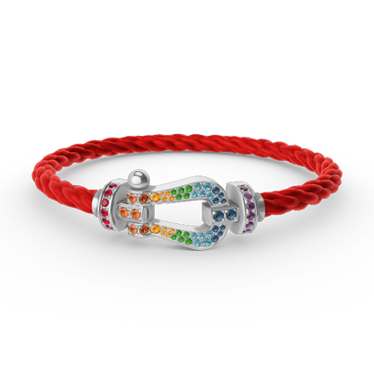[Max Jewelry ]FORC LARGE HORSESHOE  COLORED DIAMOND BRACELET SILVER