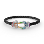 [Plus&Max]FORC LARGE HORSESHOE  COLORED DIAMOND BRACELET SILVER